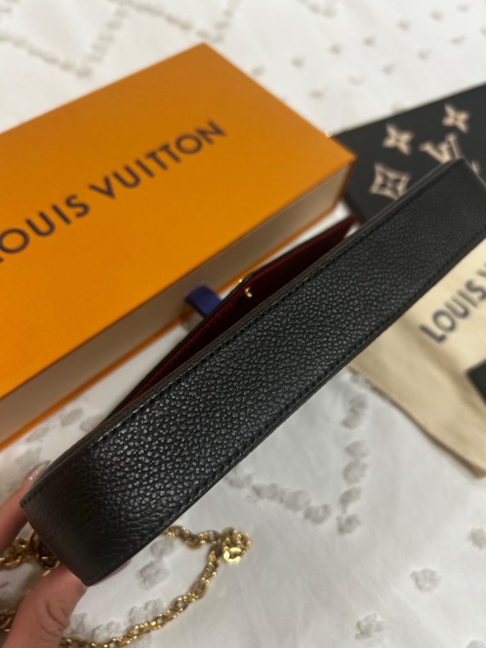 Louis Vuitton Black & Beige Monogram Chain Wallet Crossbody - Picture 3 of 10